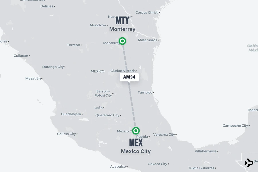AM34 Aeromexico Flight Status & Tracker | MEX - MTY