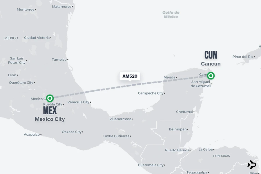 Flight Rime AM520 Aeromexico Flight Status & Tracker | MEX - CUN