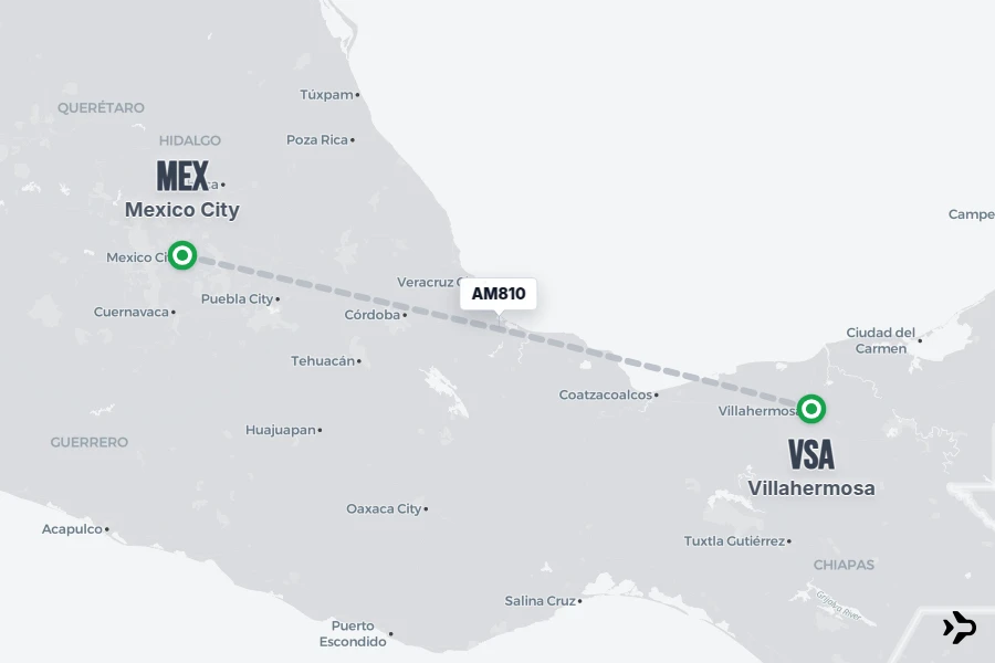 Flight Rime AM810 Aeromexico Flight Status & Tracker | MEX - VSA