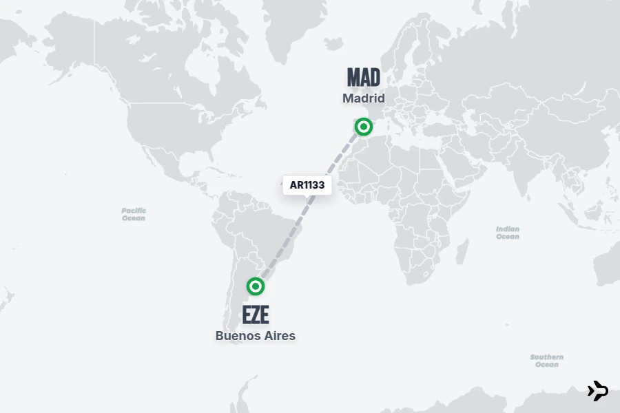 AR1133 AR Flight Status & Tracker | MAD - EZE