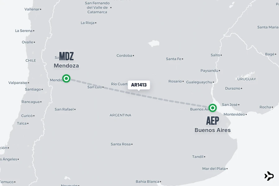 AR1413 AR Flight Status & Tracker | MDZ - AEP