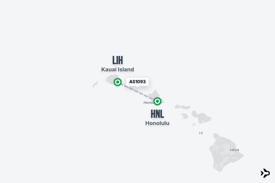 Lih Map AS1093 Alaska Airlines Flight Status & Tracker | HNL - LIH