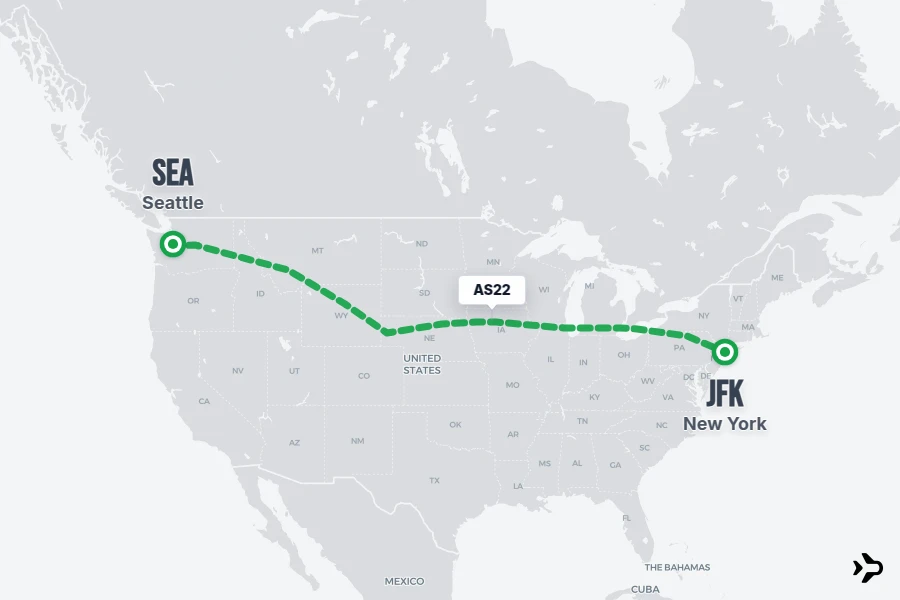 AS22 flight map from SEA to JFK
