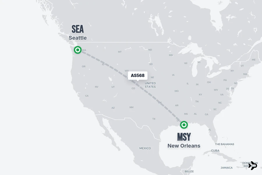 AS568 Alaska Airlines Flight Status & Tracker | SEA - MSY