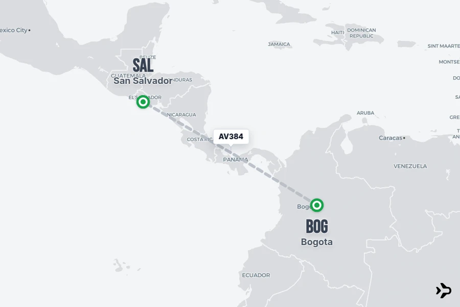 Flt Hit Racking AV384 AVIANCA Flight Status & Tracker | BOG - SAL