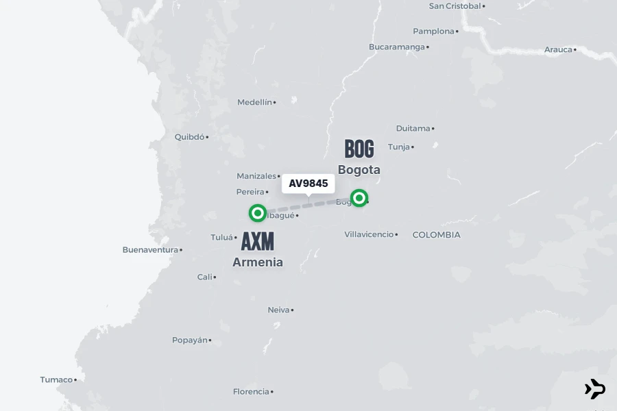 Flt Hit Racking AV9845 AVIANCA Flight Status & Tracker | Bogota - Armenia