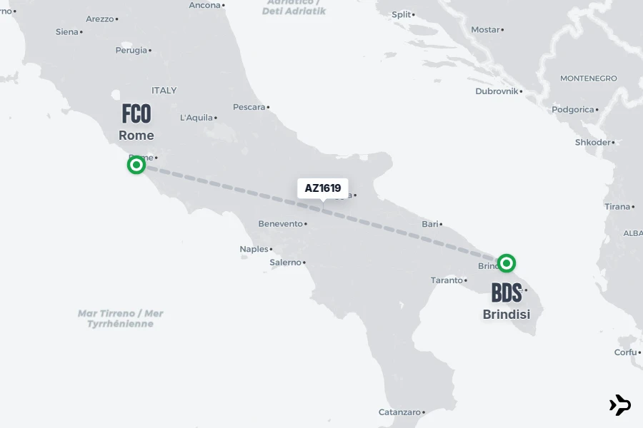 Flying To Rome AZ1619 ITA Airways Flight Status & Tracker | Rome - Brindisi