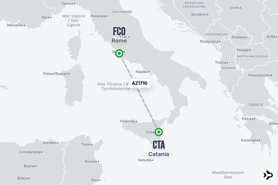 Flying To Rome AZ1710 ITA Airways Flight Status & Tracker | Catania - Rome