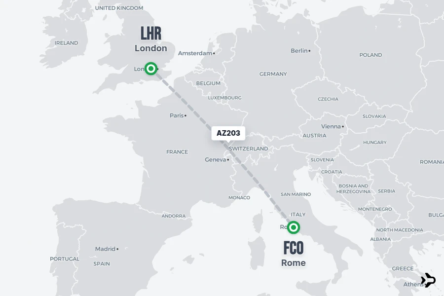 AZ203 ITA Airways Flight Status & Tracker | London - Rome