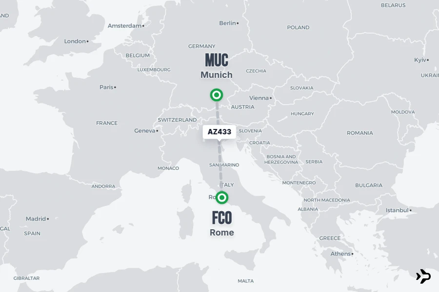 Flying To Rome AZ433 ITA Airways Flight Status & Tracker | Munich - Rome