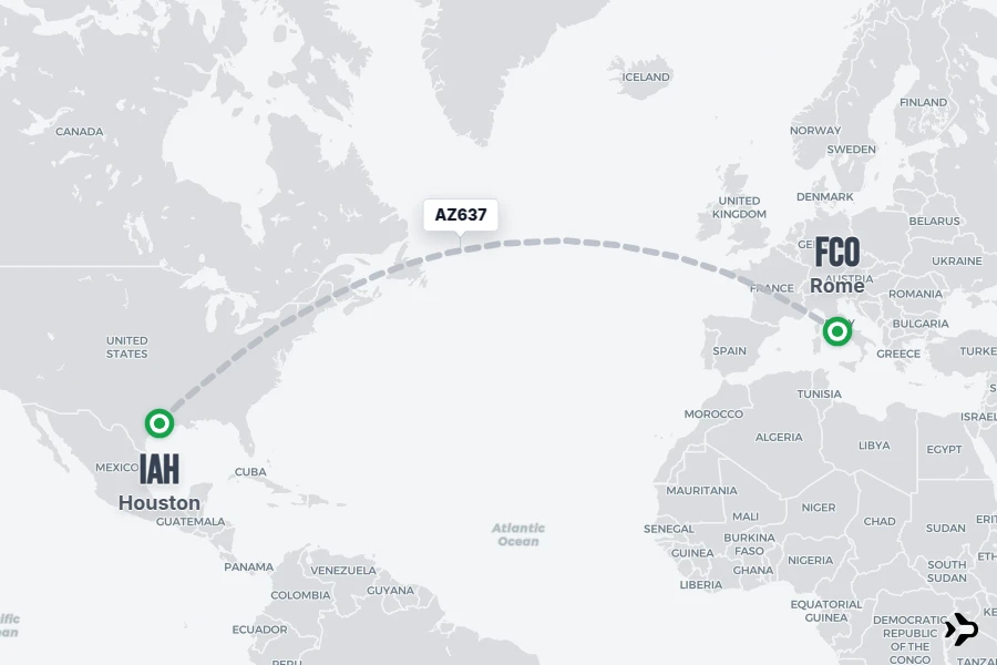 Flying To Rome AZ637 ITA Airways Flight Status & Tracker | Houston - Rome
