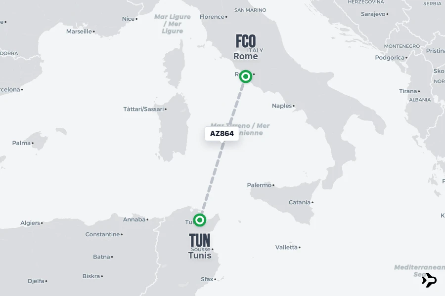 Flying To Rome AZ864 ITA Airways Flight Status & Tracker | Rome - Tunis