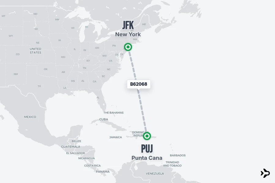 Flt Hit Racking B62068 JetBlue Flight Status & Tracker | PUJ - JFK