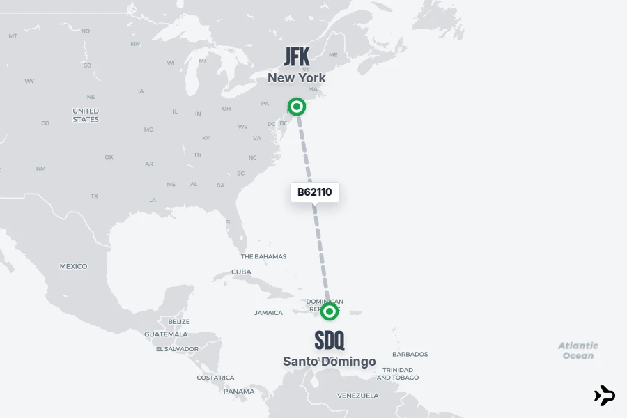 Flight Rime B62110 JetBlue Flight Status & Tracker | SDQ - JFK