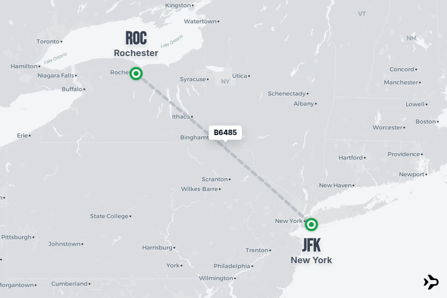Flt Hit Racking B6485 JetBlue Flight Status & Tracker | Rochester - New York