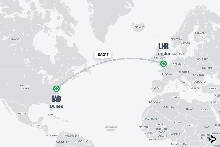 BA217 British Airways Flight Status & Tracker | LHR - IAD