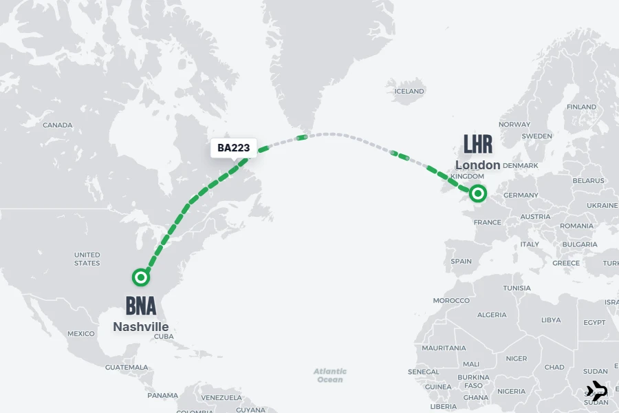BA223 British Airways Flight Status & Tracker | LHR - BNA