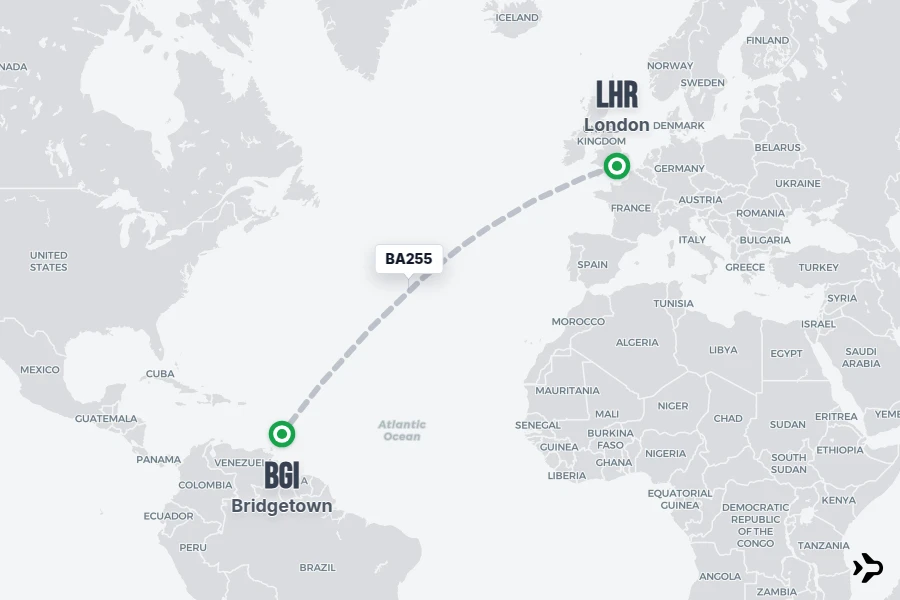 BA255 British Airways Flight Status & Tracker | LHR - BGI
