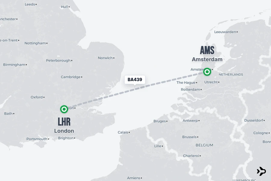 BA439 British Airways Flight Status & Tracker | AMS - LHR