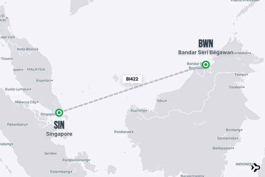 BI422 BI Flight Status & Tracker | SIN - BWN