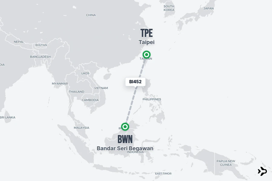 BI452 BI Flight Status & Tracker | TPE - BWN