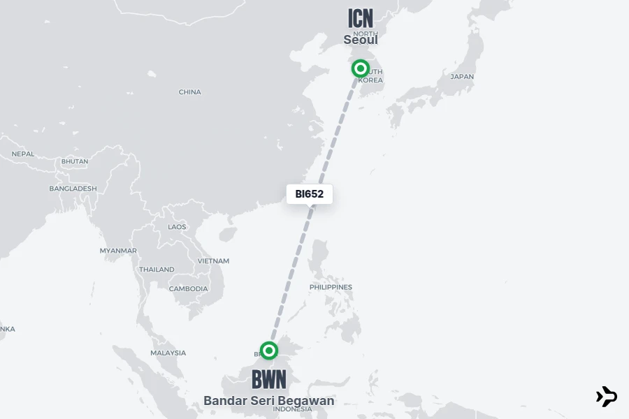 BI652 BI Flight Status & Tracker | ICN - BWN