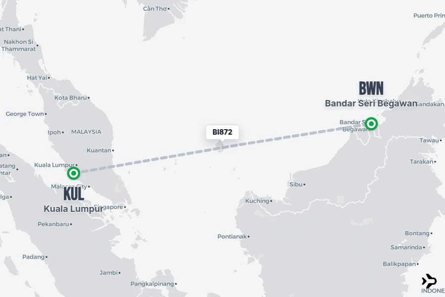 BI872 BI Flight Status & Tracker | KUL - BWN