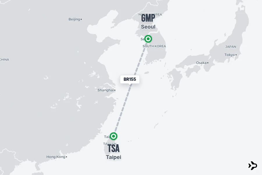 BR155 EVA Air Flight Status & Tracker | Seoul - Taipei
