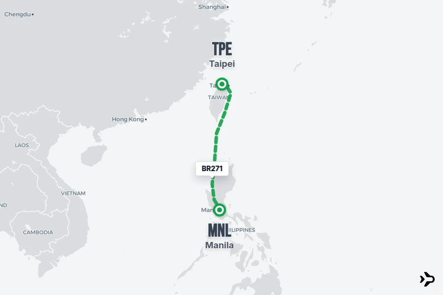 BR271 EVA Air Flight Status & Tracker | Taipei - Manila