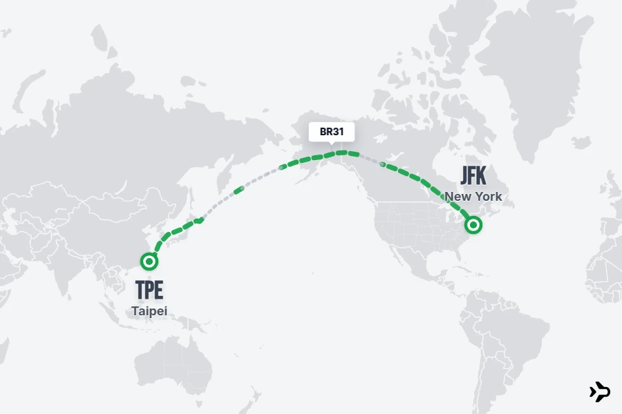 BR31 EVA Air Flight Status & Tracker | New York - Taipei