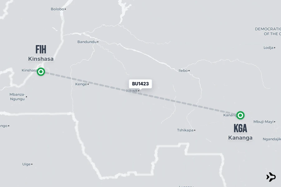 BU1423 flyCAA Flight Status & Tracker | Kananga - Kinshasa