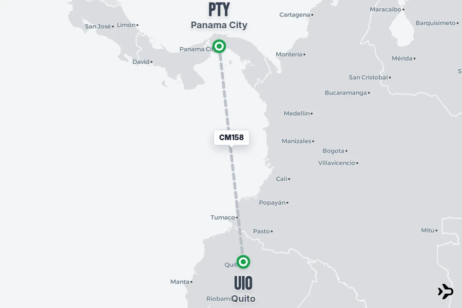 Flight 5 CM158 Copa Airlines Flight Status & Tracker | UIO - PTY