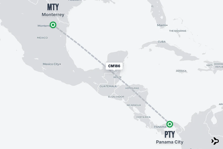 Flight 5 CM186 Copa Airlines Flight Status & Tracker | MTY - PTY
