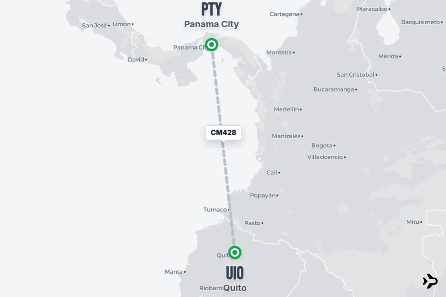 Flt Hit Racking CM428 Copa Airlines Flight Status & Tracker | PTY - UIO