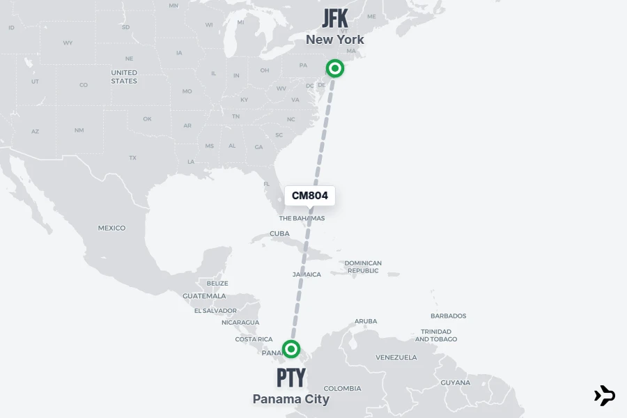 Flight 5 CM804 Copa Airlines Flight Status & Tracker | PTY - JFK