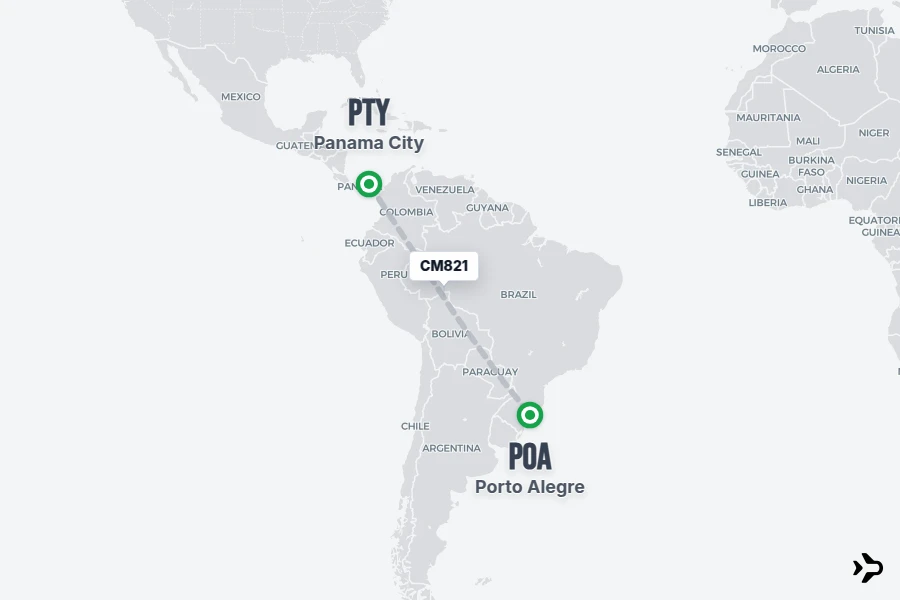 Flight Rime CM821 Copa Airlines Flight Status & Tracker | PTY - POA