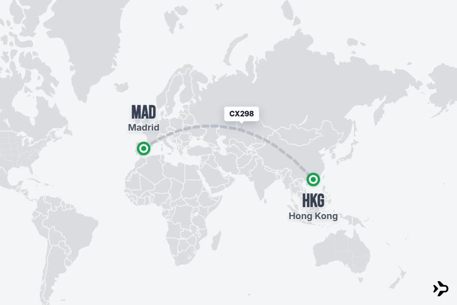 CX298 Cathay Pacific Flight Status & Tracker | MAD - HKG