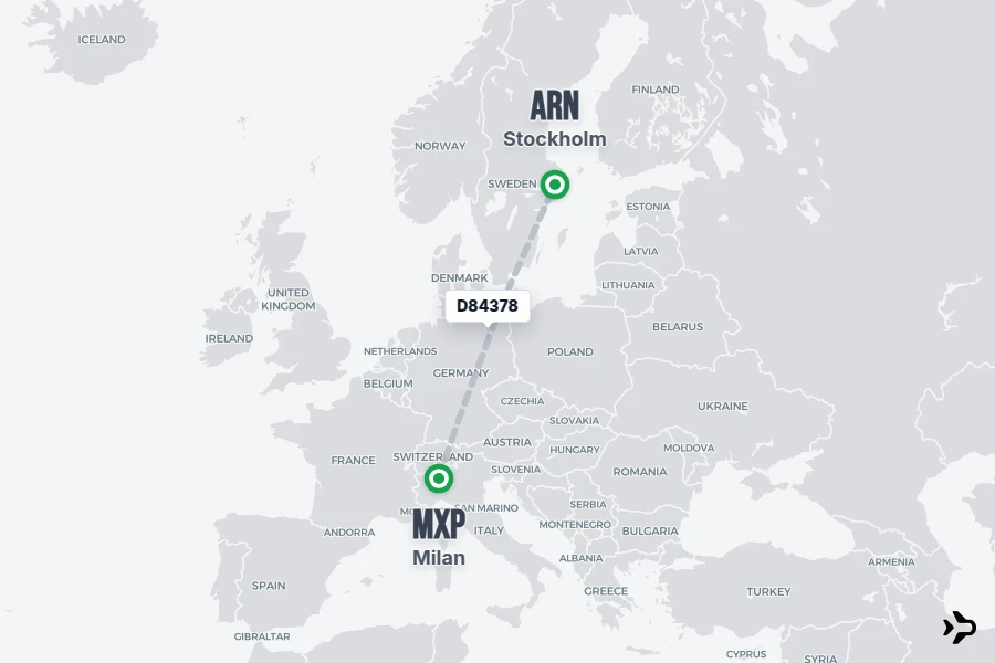 D84378 D8 Flight Status & Tracker | MXP - ARN