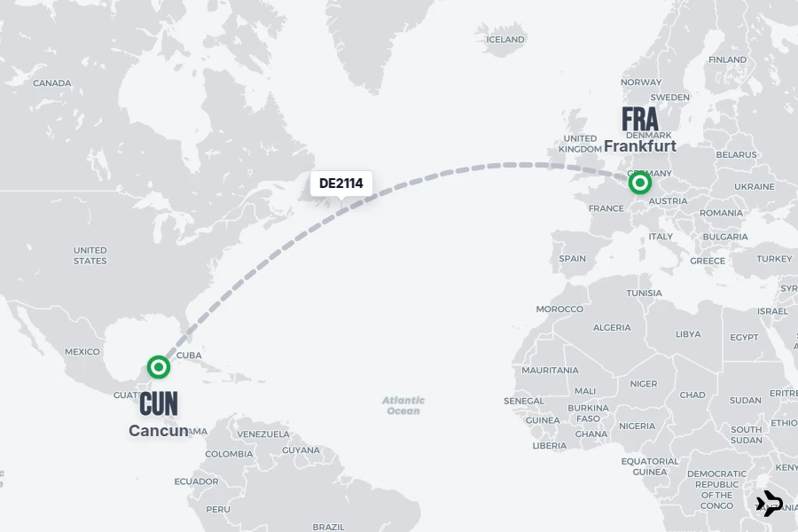 DE2114 Condor Flight Status & Tracker | Frankfurt - Cancun