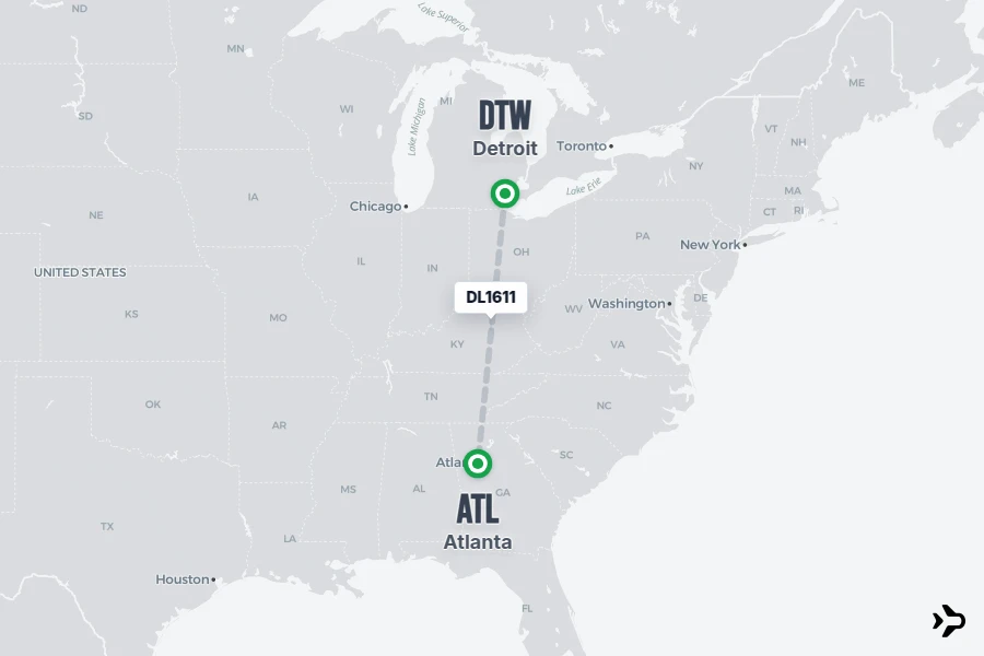 Flt Hit Racking DL1611 Delta Flight Status & Tracker | Detroit - Atlanta