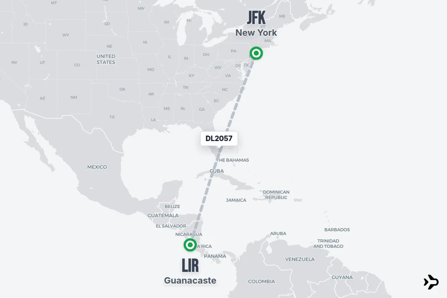 DL2057 Delta Flight Status & Tracker | Guanacaste - New York