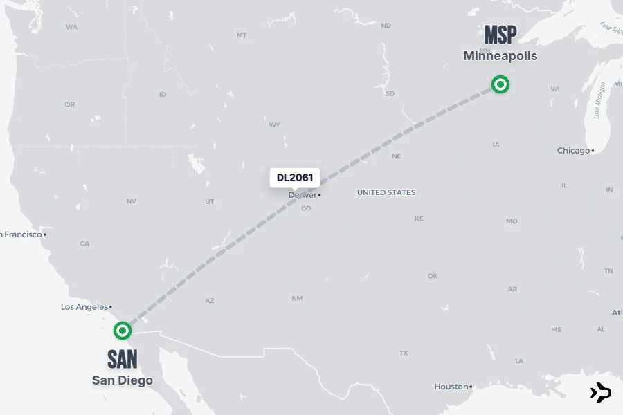Flt Hit Racking DL2061 Delta Flight Status & Tracker | MSP - SAN