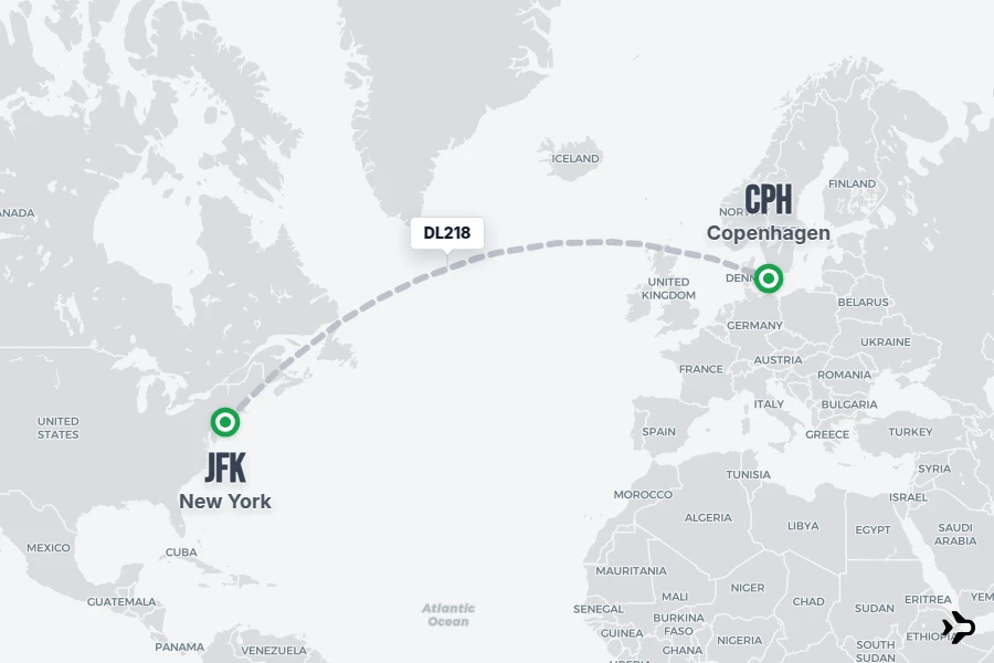 DL218 Delta Flight Status & Tracker | New York - Copenhagen