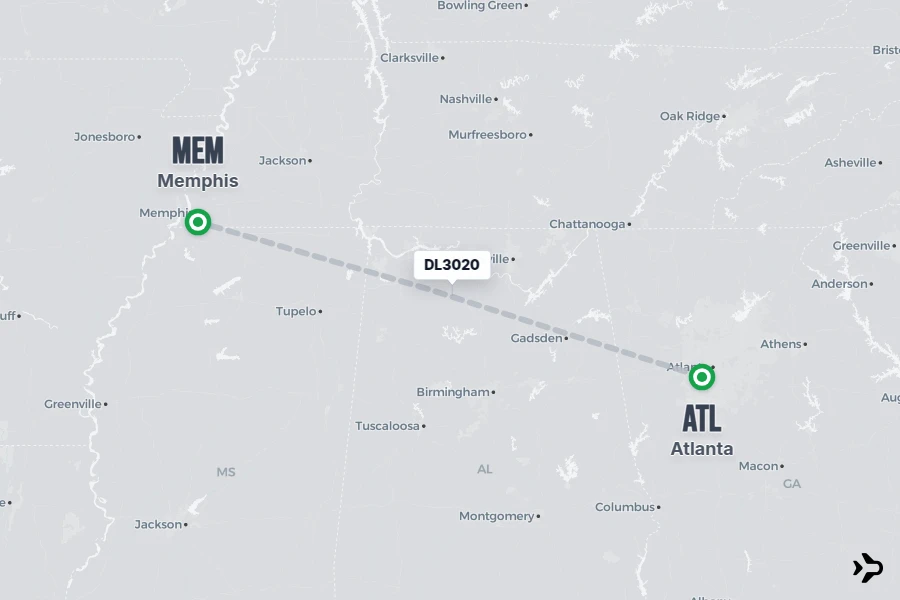 DL3020 Delta Flight Status & Tracker | Atlanta - Memphis