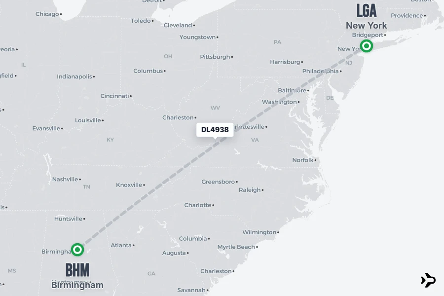 DL4938 Delta Flight Status & Tracker | New York - Birmingham