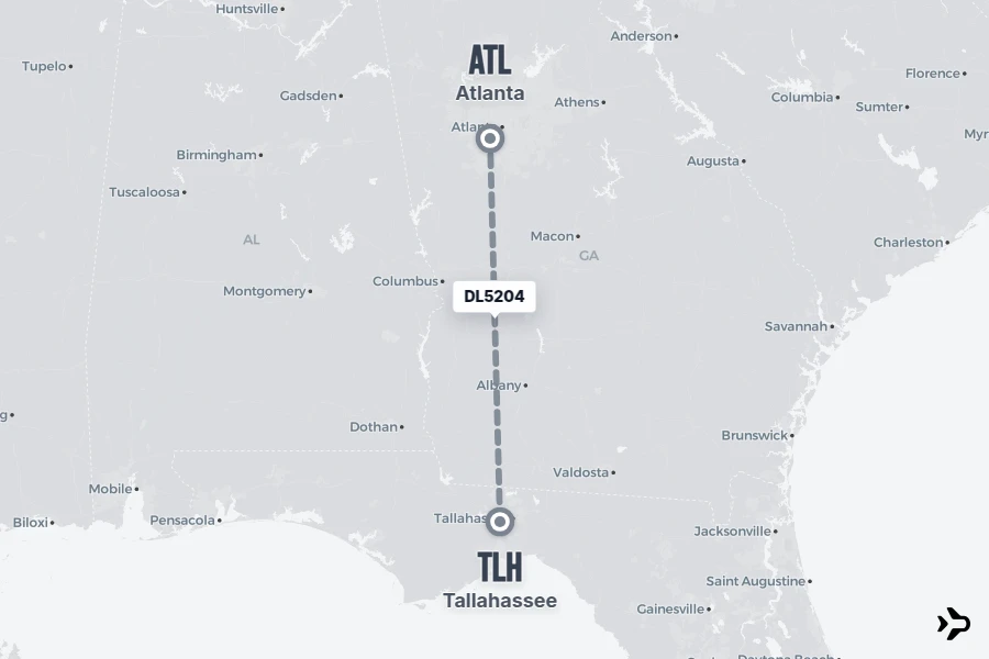 DL5204 Delta Flight Status & Tracker | Tallahassee - Atlanta