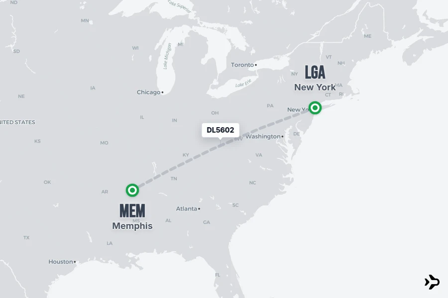 DL5602 Delta Flight Status & Tracker | New York - Memphis