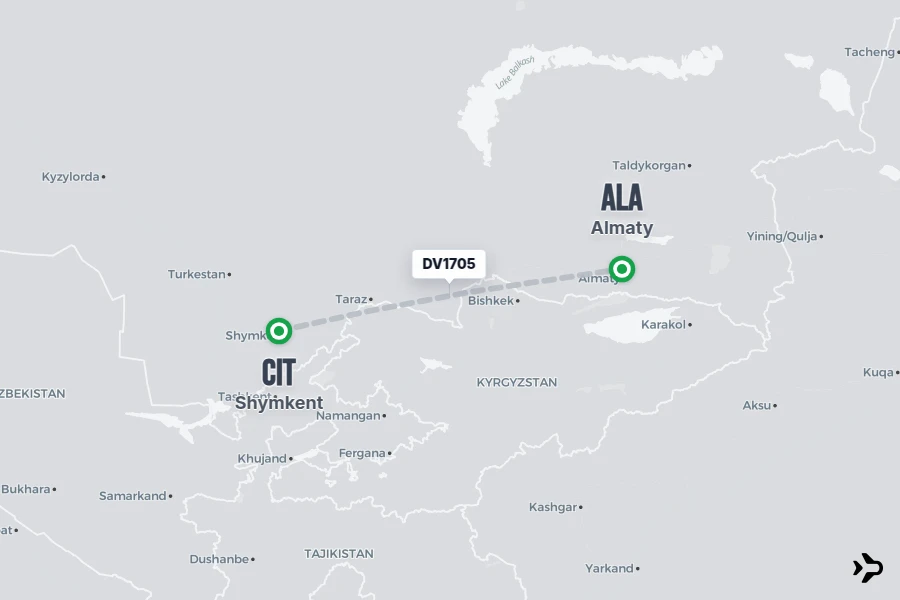 DV1705 flight map from CIT to ALA