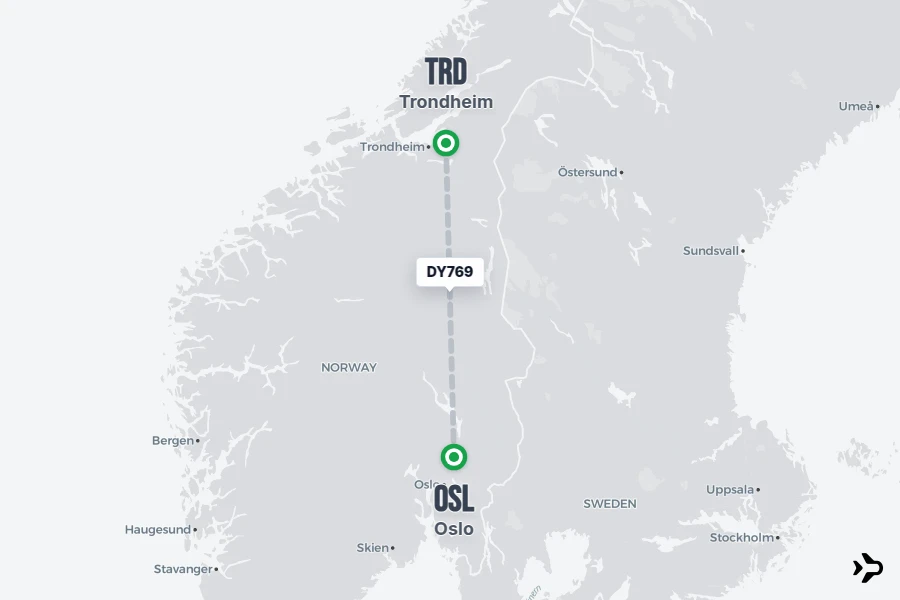 Trd Data DY769 Norwegian Flight Status & Tracker | Trondheim - Oslo