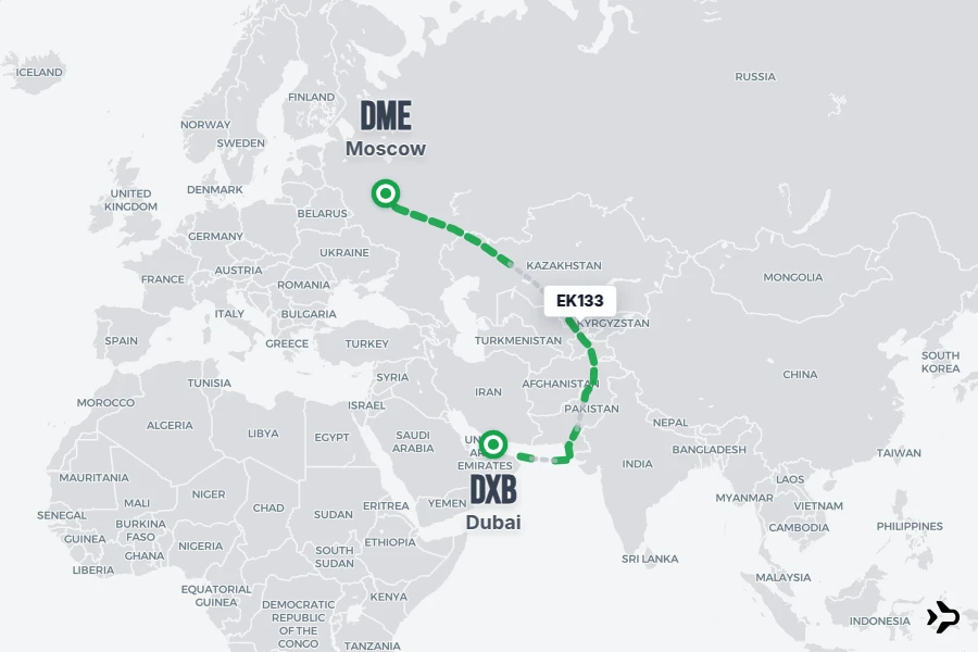 EK133 Emirates Flight Status & Tracker | Dubai - Moscow